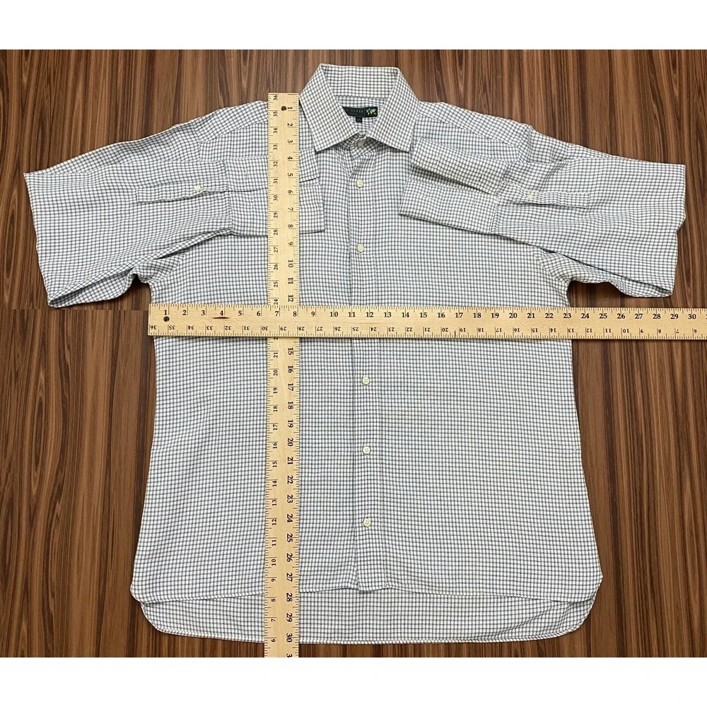Ted Baker London Mens Dress Shirt Size 16 / 40.5 White Blue Plaid Long Sleeve